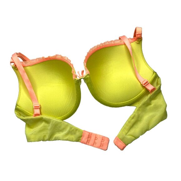 Victorias Secret Push Up Bra 36D Underwired Padded Multiway Lace Trim Yellow - Picture 4 of 6